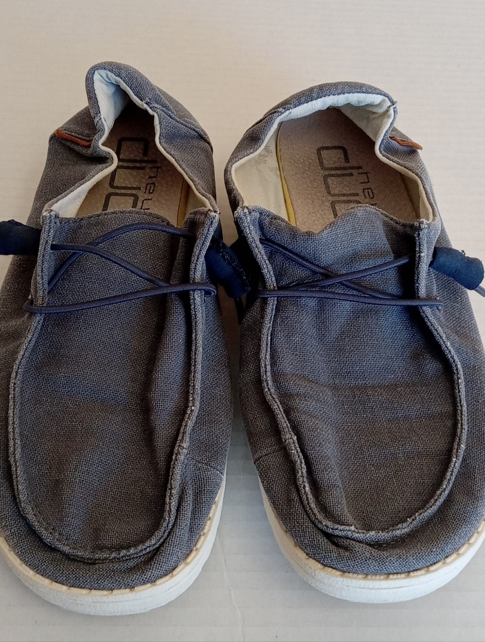 Hey Dude Wendy Chambray Navy White Womens Slip On Loafers Size 7